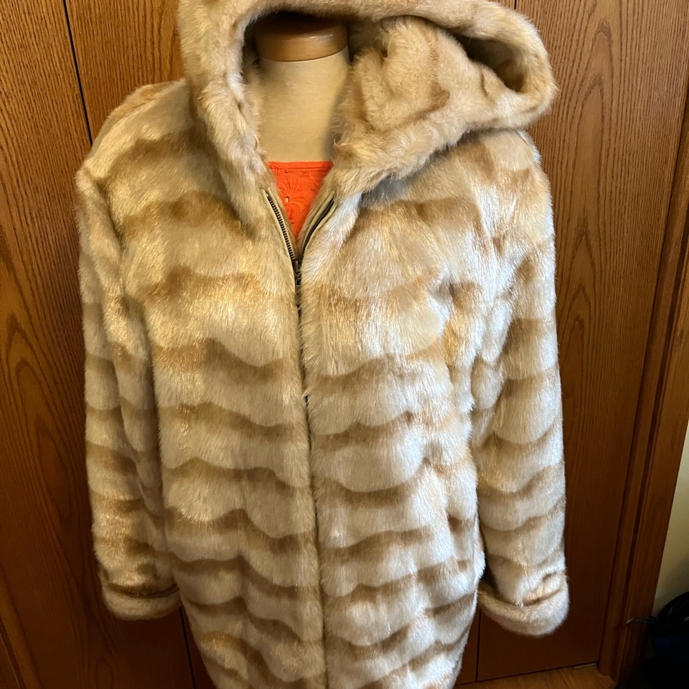 Chic Faux Fur Hooded Teddy Jacket - Cream